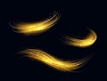 Abstract light effect. Glowing light lines with sparkles on black background. Glowing neon light shape. Light stroke.