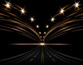 Abstract light effects. Car lights. Road to perspective, street, highway, expressway. Lanterns on both sides Royalty Free Stock Photo