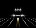 Abstract light effects. A car at night with lights in front. SUV. Road, highway, street. illustration Royalty Free Stock Photo