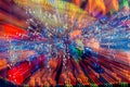 Abstract light explosion effect background. Long exposure photograph of moving bright lights Royalty Free Stock Photo