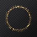 Abstract light gold vector circle on transparent background. Round shining glitter circular light frame Beautiful Royalty Free Stock Photo