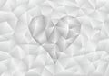 Abstract light gray polygonal background with heart shape