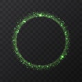 Abstract light green vector circle on transparent background. Round shining glitter circular light frame Beautiful