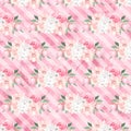 Abstract light pink peach paper with pink flower and green leaf texture