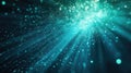 Abstract light rays with shimmering teal dust particles Royalty Free Stock Photo