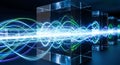 Abstract Light Trails Flowing Through Crystal Cubes, Digital Data Transmission Royalty Free Stock Photo