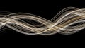 Light trails create abstract wave on black background with glowing lines Royalty Free Stock Photo