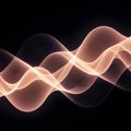 Abstract Light Waves in Soft Colors on Black Background, Futuristic Technology Background Royalty Free Stock Photo
