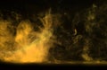 Abstract light yellow smoke hookah on a black background. Delicate, aromatherapy. Royalty Free Stock Photo