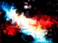 Abstract lighted fragments. Colorful bokeh randomly flying on the dark background. Festive night lights. Night party background