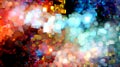 Abstract lighted fragments. Colorful bokeh randomly flying on the dark background. Festive night lights. Night party background