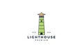 Abstract lighthouse line outline logo vector icon design