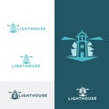 Abstract lighthouse logo design inspiration with moon
