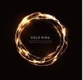 Abstract lightning ring with golden shine, glowing fantasy disc, gold magic circle, energy ball, round rotating frame