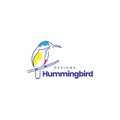Abstract line art hummingbird with branch logo design