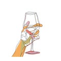 Abstract line art style illustration of a hand holding a glass of wine Royalty Free Stock Photo