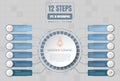 Twelve options or steps infographic on abstract background. Business thin line icons.