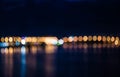 Abstract line of blurred night city lights out of focus Royalty Free Stock Photo