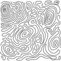 Abstract line drawing, topographic map. Antistress. Coloring page. Doodle sketch maze