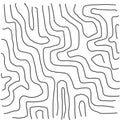 Abstract line drawing, topographic map. Sketch doodle isolated on white background.