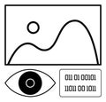 Data Visualization Concept with Binary Code, Eye Symbol, and Abstract Line Graph Representation Royalty Free Stock Photo