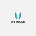 Abstract line initial u with finger print logo designs