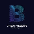 Abstract line letter B creative wave logo vector icon. Royalty Free Stock Photo