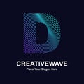 Abstract line letter D creative wave logo vector icon.