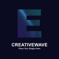 Abstract line letter E creative wave logo vector icon.