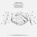 Abstract line and point agreement handshake business concept. Polygonal point line geometric design.