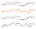 Abstract line waves digital design set vector illustration