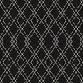 Abstract linear geometric seamless pattern. Black and white minimalist vector background. Simple ornament with rhombuses, diamonds Royalty Free Stock Photo