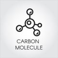 Abstract linear icon of carbon molecule. Chemical structure simplicity outline logo. Vector illustration