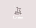 Abstract linear logo icon ancient rook for business company