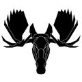 The black geometric head of moose. Polygonal abstract animal. Vector illustration.