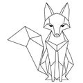 Abstract linear polygonal fox. Vector. Geometric animal tattoo. wall decoration Royalty Free Stock Photo