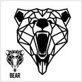 Abstract linear polygonal head of a Bear. Vector.