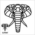 Abstract linear polygonal head of a elephant. Vector.