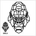 Abstract linear polygonal head of a gorilla. Vector.