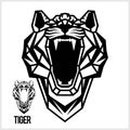 Abstract linear polygonal head of a Tiger. Vector.