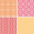 Abstract lineart geometric seamless patterns set