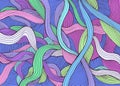 Abstract lines art pattern, colorful background. Decorative psychedelic stylish card.