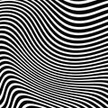 Optical art abstract background wave design black and white.Abstract pattern of wavy stripes or rippled 3D relief. Royalty Free Stock Photo