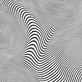 Optical art abstract background wave design black and white.Abstract pattern of wavy stripes or rippled 3D relief. Royalty Free Stock Photo