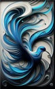 Abstract lines suggesting an abstract royal blue bird.