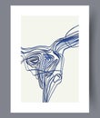 Abstract lines thin drawing wall art print