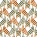 Abstract linocut style leaves decorative seamless vector pattern background. Damask effect backdrop of overlapping Royalty Free Stock Photo