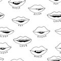 Abstract lips doodle background for decorative design