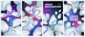 Abstract liquid background with iridescent holographic gradient color round shapes, chrome-plated fluid forms with multicolored