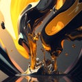 Abstract liquid black-yellow background.Liquid and oil abstraction.